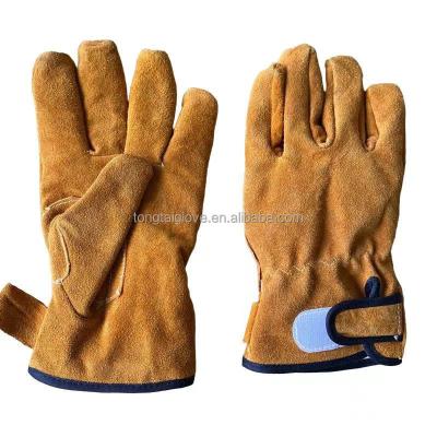 China Custom Welded Suede CHINA Insulation Pad Cow Split Leather Fire Resistant Lined BBQ Gloves for sale