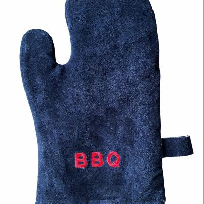 China Selling Suede Leather Well No-slip BBQ Grill Custom High Temperature Gloves Suppliers Heat Resistant No-Slip For Kitchen Oven Baking for sale