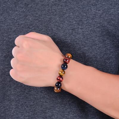 China Fashion Cute/Romantic 8mm 10mm 12mm Colorful Tiger Eyes Bead Bracelet Men Charm Natural Stone Braslet For Man Jewelry Handmade Prayer Beads for sale