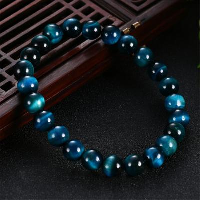 China Cute/Romantic Blue Stone Round Tiger Eye Buddha Bracelets Natural Beads Elasticity Rope Men Women Bracelet Gift Rosary for sale