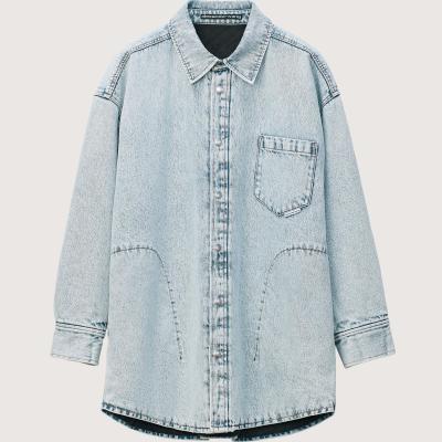 China Anti-wrinkle high quality ladies denim jacket fashion loose casual blue women's jacket denim women's clothing for sale