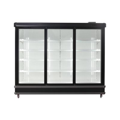 China Vertical Refrigerated Display Showcase Stand Cabinets Sliding Door for sale