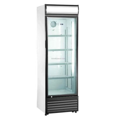 China Supermarket Upright Beverage Cooler Singel Glass Refrigerator With New Design Te koop