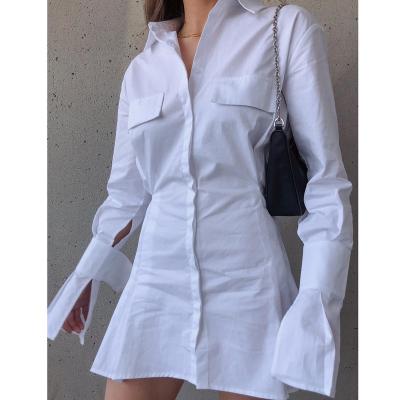 China Best Quality Anti-Static Fashion Good Quality Amenities Women Cotton Shirt Fashionable Hot Selling Casual White Dress for sale