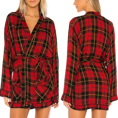 China Best Seller Women QUICK DRY One Piece Plus Size Good Quality Plaid Pajamas Sleepwear Soft Long Robes for sale