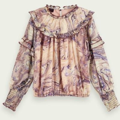 China Anti-Wrinkle Fashion Designer Hot Popular ISO Certificate Customized Clothing Available Girls Kids Long Sleeve Blouse for sale