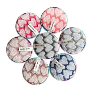 China Custom Logo Washable Makeup Remover Face Pads Reusable Set Heart Shaped Makeup Remover Pads for sale