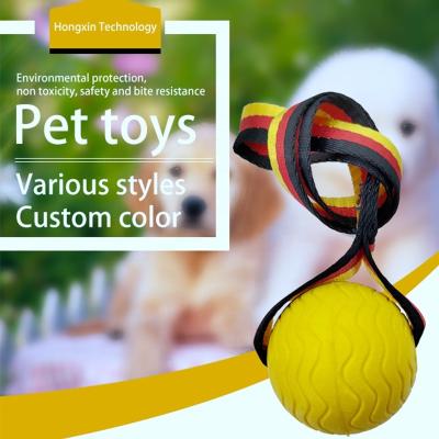 China Wholesale Hot Stocked EVA Ball Dog Toys Pet Teeth Cleaning Ball Molar Stick Teeth Cleaning Toy with EVA Ball Cotton Rope for sale