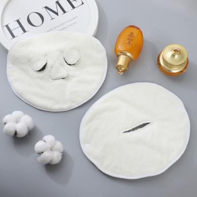 China Factory Sustainable Custom Made Thick Soft Coral Velvet Cozy Warm Cold White Apply Face Towel for sale