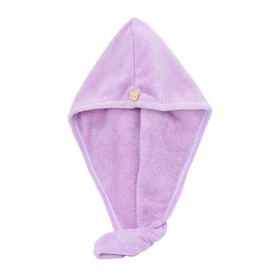 China Viable Personalized Custom Logo Twist Loop Cloth Microfiber Hair Drying Wrap Towel for sale