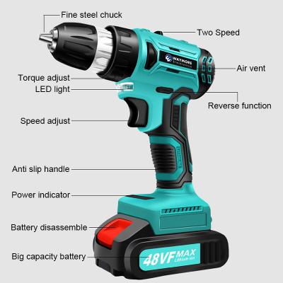 China Auto Repair Set Machine- High Performance Cordless Drills 48V 1.5Ah Heavy Duty Cordless Drill Driver Cordless Drill for sale