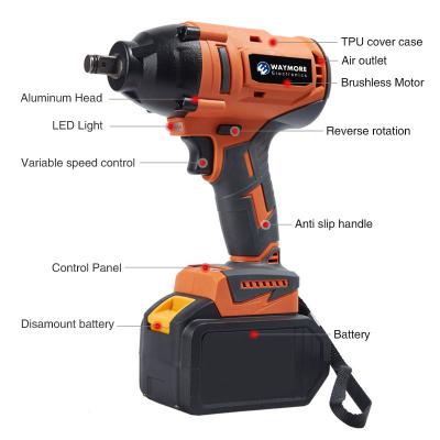 China Industrial Power 950NM Auto Repair Impact Heavy Duty Cordless Wrench High Torque Fixed Electric Wrench Price for sale