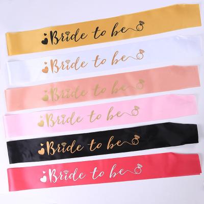 China Wholesale Satin Ring Heart Satin Bride To Be Bridal Shower Hen Party Wedding Decorations Sash Wedding Bachelor Party Sash Supplies for sale