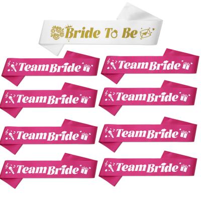 China Wholesale Team Bride Sash Bridal Shower Satin Satin Bride To Be Hen Party Wedding Bachelorette Sash Decoration for sale