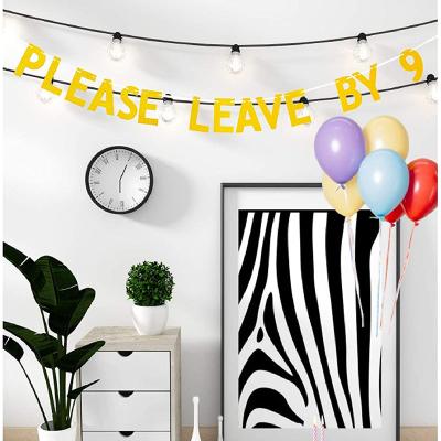 China Wholesale Party Please Leave By 9 Funny Gold Glitter Banner Birthday Housewarming Party Decorations For 21st 30th 40th 50th 60th for sale