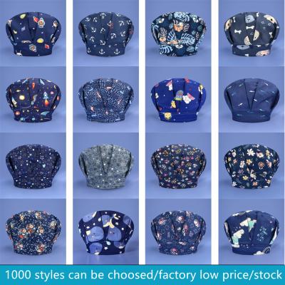 China Wholesale High Quality Adjustable Cartoon Breathable Animal Print Scrub Hats Pet Shop Lab Work Hats Beauty Salon Scrub Hat Fluffy Custom for sale