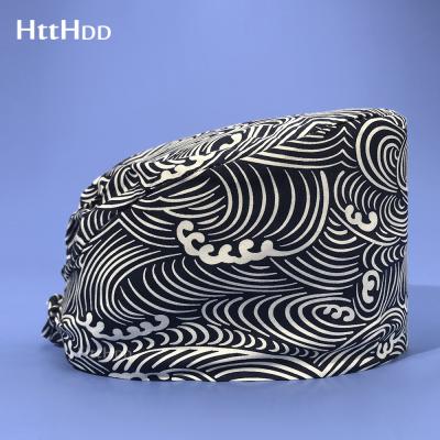 China Htthdd High Quality Printing Medical Adjustable Scrub Cap Dental Lab Hat Pet Care Beauty Salon Nurse Surgical Work Cap for sale