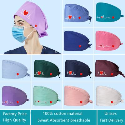 China HTTHDD High Quality Adjustable Unisex Printing Cotton Scrub Cap Beauty Salon Operation Covers Cap Nurse Elastic Nurse Surgical Accessories for sale