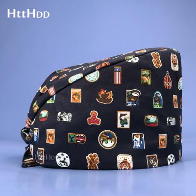 China High Quality Printing Nurse Caps Health Ward Operating Hats Pet Club Care Scrub Hats Hospital Beauty Salon Scrub Hats Surgical Cap for sale