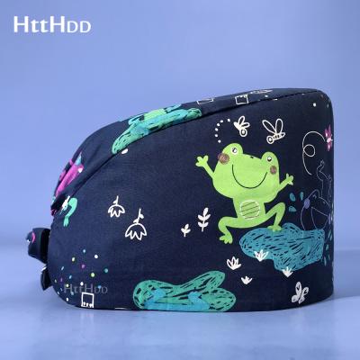 China Clinic High Quality Elastic Breathable Cute Pediatrician Cap Pediatrician Surgical Cap Medical Cap Beautician Lab Operating Room Nursing Hat for sale