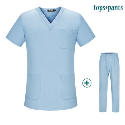 China High Quality High Quality Unisex V-Neck Workwear Spa Uniforms Pet Grooming Establishments Scrubs Beauty Salon Set Clothes Scrubs Top Pants for sale