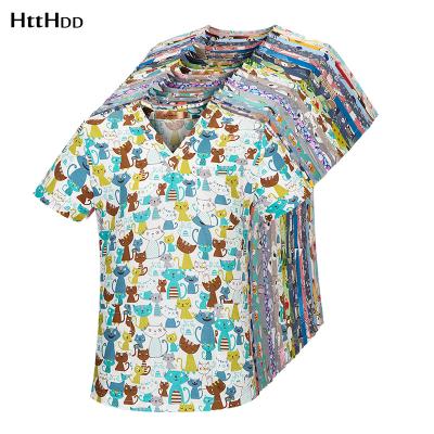 China High Quality Wonder Women Print Work Wear Beauty Salon Lab Uniforms Spa Uniforms Pet Club Work Scrubs Tops Women Scrubs Suit Wholesale for sale