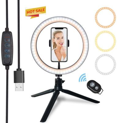 China ABS+Aluminum 26Cm 10 Inch Ring Light Tiktok/Live Stream /Makeup/Youtube Ring Fill Light With Tripod Selfie for sale