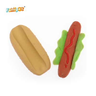 China Wholesale Custom Viable Dog Chew Toy Hotdog Set Squeaky Dog Toy for sale