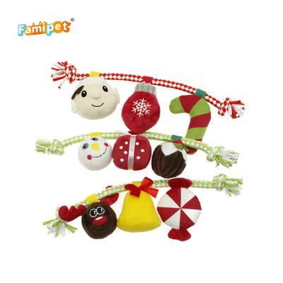 China Custom Christmas Viable Wholesale Nylon Stuffed Squeaky Maker Rope Plush Dog Toy for sale