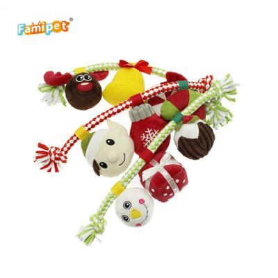 China Famipet Manufacturer Viable Wholesale Nylon Stuffed Christmas Dog Rope Toys Squeaky Pet Plush Toys For Dog for sale