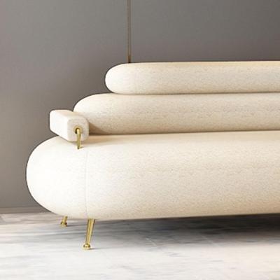 China (Size) Hot Sale Adjustable Legs Sofa Modern Velvet Fabric Loveseat Living Room Furniture Gold Metal Sofa for sale