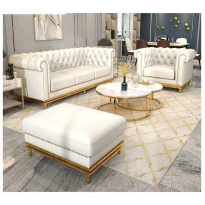 China (Others) modern design style wood frame adjustable American white leather sofa living room sofa set furniture for sale