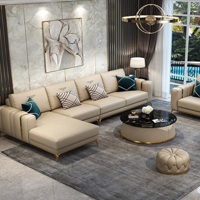 China Sofa Set Designs Nordic Modern Luxury Living Room Modular Leather Sofa With Metal Leg for sale