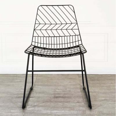 China Contemporary Stackable Wire Chair Outdoor Iron Garden Metal Dining Chair for sale