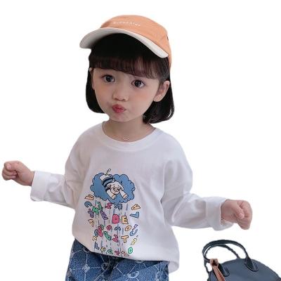 China Pure cotton baby anti-pilling white T-shirt girls sleeve long base shirt children's cartoon jacket children's clothing foreign style for sale