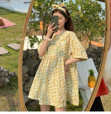 China New Korean version of INS summer breathable soft and cute dress simple loose and thin pineapple navy collar student for sale