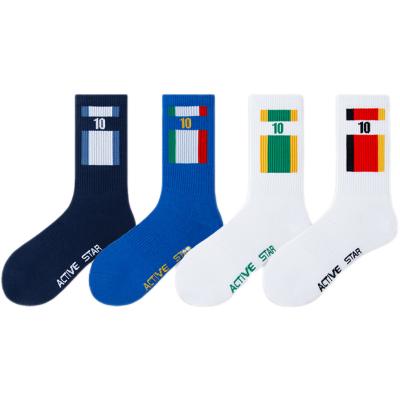 China Custom made men breathable cotton socks spring and autumn sports stockings black and white men's stockings for long dress party dress for sale