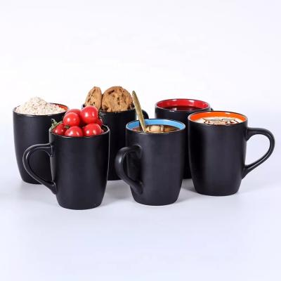 China Durable 16oz Matte Black Mug Personalized Ceramic Coffee Mugs With Handles for sale