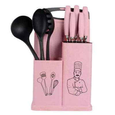 China Stainless Steel Modern Kitchen Cookware Set Nylon Knife Block Set for sale