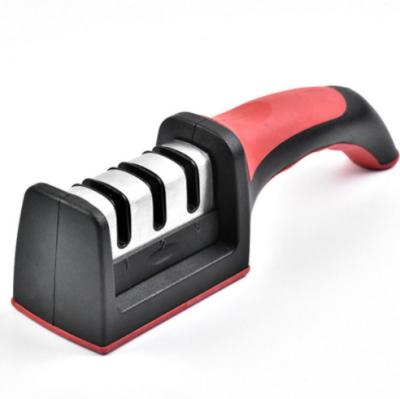 China Viable Manual 3 Stage Knife Sharpener 3 Stage Non Slip Handle Rubber Knife Sharpener for sale