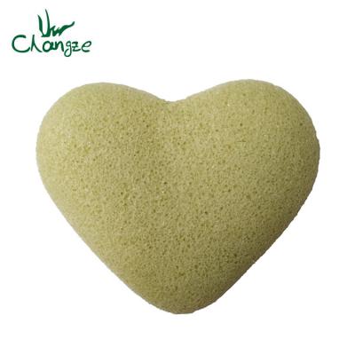 China Wholesale 100% natural facial konjac sponge heart shape green tea konjac sponge for sale