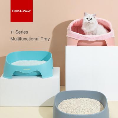 China PAKEWAY viable Cat Litter Box Cat Toilet Break-resistant plastic Cat Litter Tray Small for sale