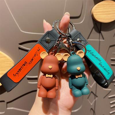 China Cute Bow Animal Bear Cartoon Promotion Gift Fashion Teddy Bear Keychain Bag Pendant 3d Key Chain for sale