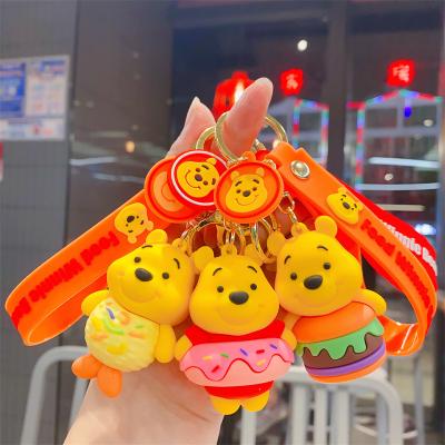 China Promotion Gift New Arrival 3D PVC Anime Keychains Wholesale Cute Bear Food Burger Key Chain for sale