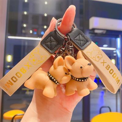 China Promotion Gift Cartoon Bulldog PVC Key Chain Creative Cute Animal Dog High Quality Personalized Pendant Keychain for sale