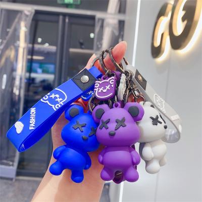 China Promotion Gift Bag Promotional Custom 3D Pendant Keychain PVC Key Chain Cartoon Bear Animal Keychain for sale