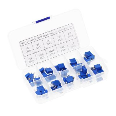 China 50Pcs/Lot 3296W Trimmer Potentiometer Electronic Multi-turn Potentiometer Kit High Precision 3296 Variable Resistor 500R 1K 2K 5K 10K 20K 50K 100K 200K 1M for sale