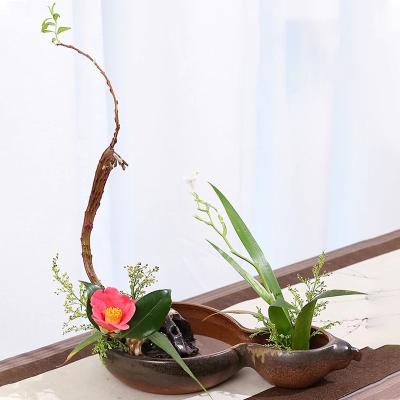 China Japanese Style Pot Chinese Style Flower Arrangement Utensil Ceramic Gourd Shaped Flower Arrangement Utensil Japanese Style Flower Path for sale