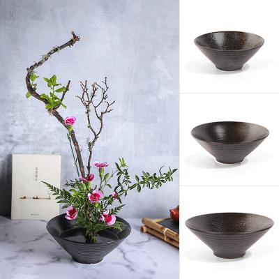 China Chinese Style Kenzan Flower Dish Flower Arrangement Ceramic Utensil Dish Floral Vase Flower Bowl Pottery Dish for sale