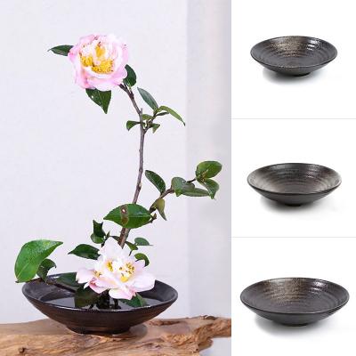 China Japanese Style Kenzan Dish Flower Pots Shallow Japanese Style Pottery Bowl Flower Dish In Vase Flower Arrangement Floral Vessels for sale